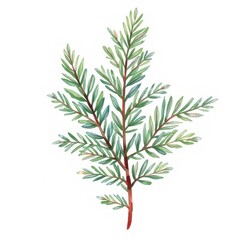 Fototapeta premium Watercolor green pine tree branch isolated on white background