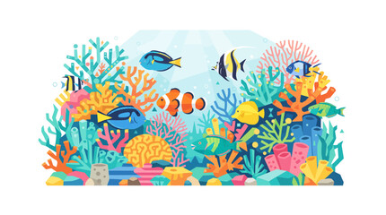 Obraz premium Tropical Fish Swimming Among Colorful Coral Reef
