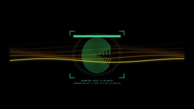 4K Futuristic Biometric Identity Verification Scan with Audio Visualizer Background Loop