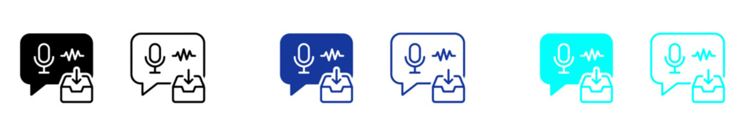 Obraz premium Voice message download icons in speech bubbles set