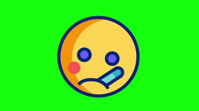 Sick emoji animation with thermometer and green screen background for video editing and content creators