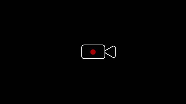 Red recording dot icon sign moving on black background. recording icon animation 4k video.