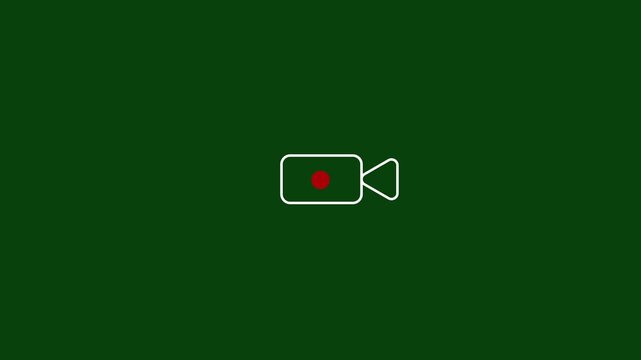 Red recording dot icon sign moving on black background, 4k
