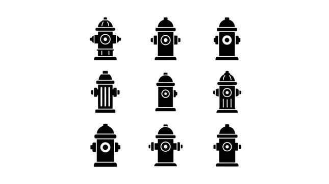 Black fire hydrant icons in row.