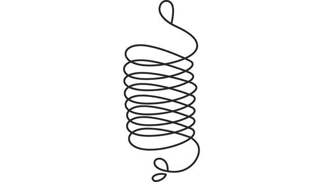 Coiled spring wire white background.