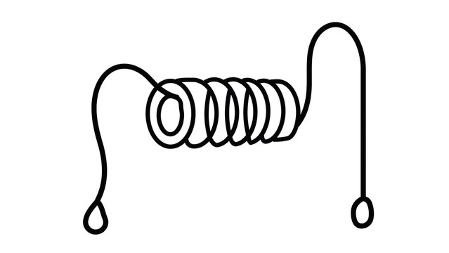 Coiled spring wire white background.