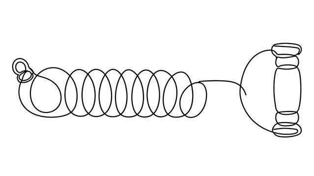 Coiled spring with hook white background.
