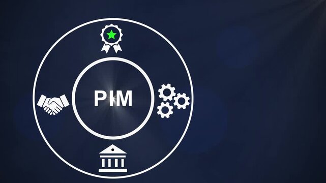 Product information management pim system concept animated featuring digital for business strategy, data integration, corporate workflow optimization, and software solutions technology