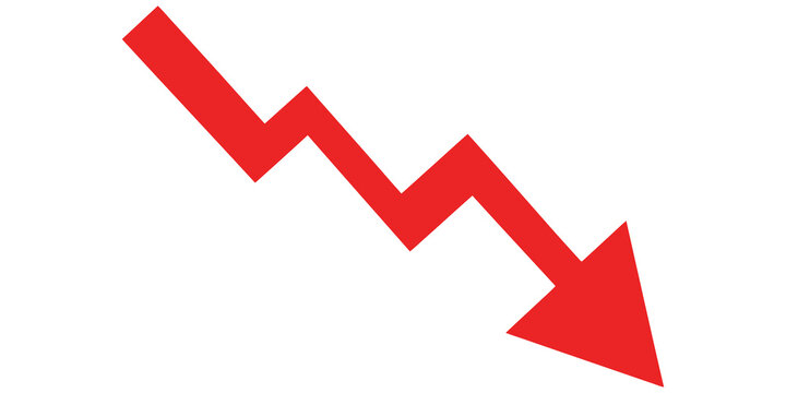 Descending red zigzag line showing financial loss on checker scene.