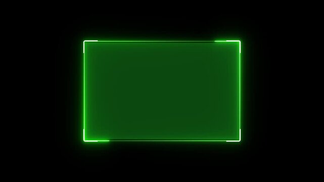 Futuristic neon HUD callout frame for digital interface. Sci fi HUD lower third with copy space for broadcast titles. Neon UI screen overlay for gaming and news use. News mocup frame, hud elements.4k 