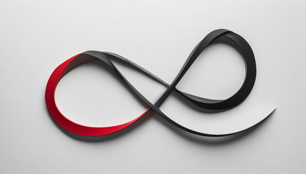 Matte black infinity symbol flat lay mockup with copy space for corporate presentations
