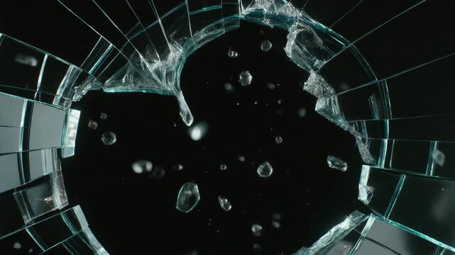 暗闇に砕け散るガラス