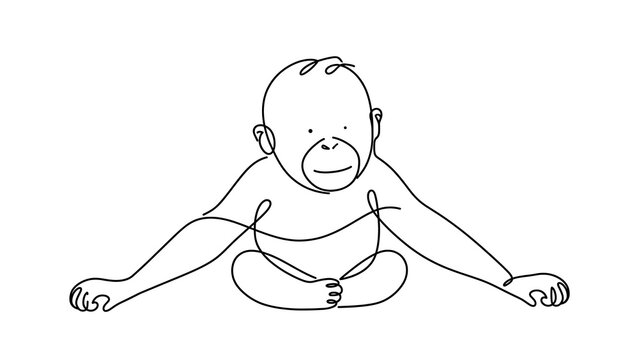 Crying Baby Sitting Alone white background.