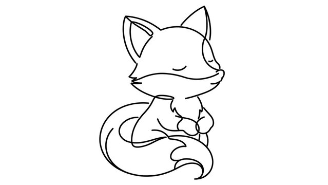 Cute cartoon fox white background.