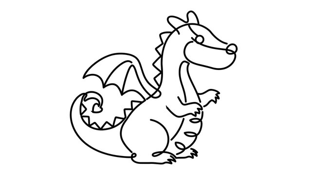 Cute dragon sitting on white background.