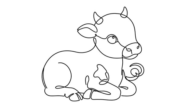 Cute calf white background sitting.