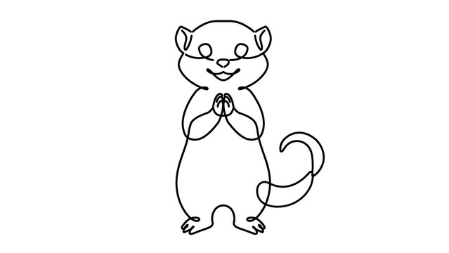 Cute ferret white background.
