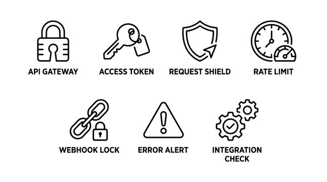 API security and integration icons for system management.