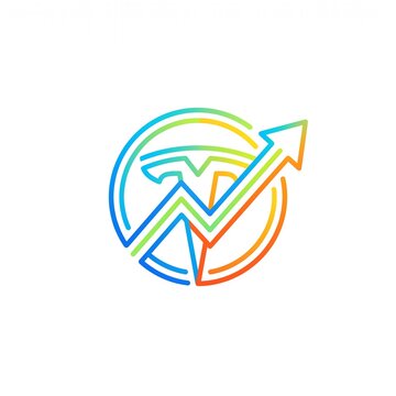 Colorful vector logo featuring a circular design with an upward-pointing arrow symbolizing growth, progress, and financial success on a clean white background