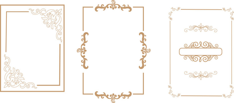 &nbsp;Luxury Gold Vintage Border Frames and Elegant Floral Corner with decorative borders, certificates and premium branding. Vintage Calligraphic Corners Vector Illustration