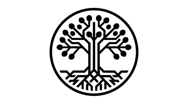Geometric tree logo design for digital nature and sustainable technology concept