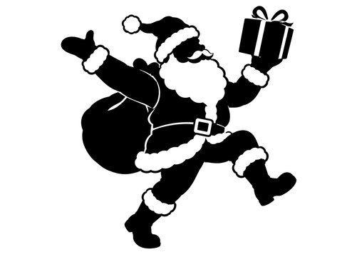 Santa Claus cartoon character delivering gifts in festive holiday setting with clean white background