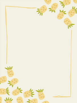 Cute Pineapple Corner Border Frame Template Vector Illustration
