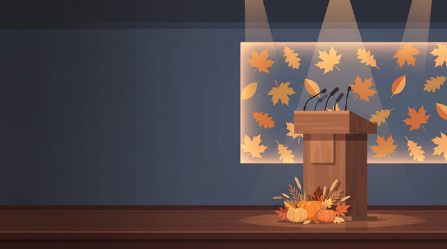 OfficePodiumWithFallingAutumnLeavesIllustration.