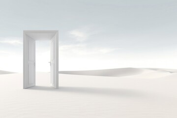 Obraz premium 3d illustration of door leading to nowhere, isolated on white background.