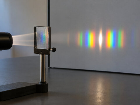 Spectroscope Diffraction Grating Casting Colored Bands