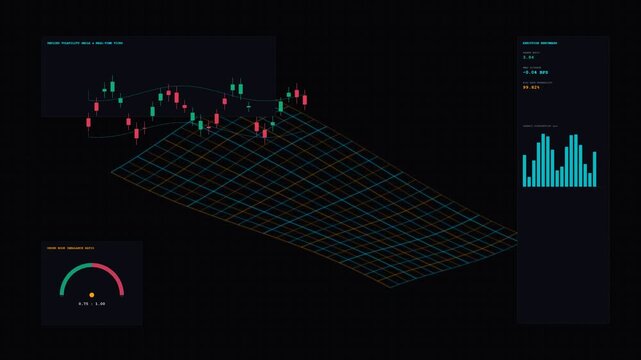 HFT Market Liquidity Analytics and Candlestick Graph Animation Loop