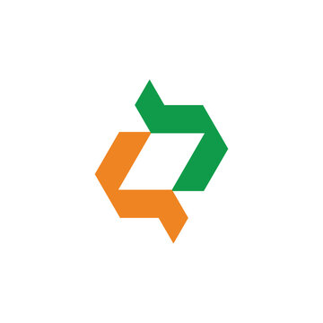 letter zq trapeze square geometric colors logo vector