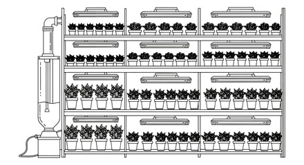 Fototapeta premium Indoor Vertical Farm with Plants.
