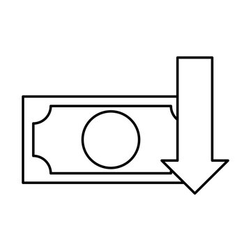 Money bill arrow down expense loss vector icon