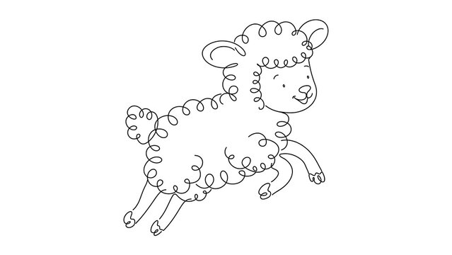 Cute sheep cartoon white background.