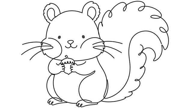 cute squirrel holding acorn white background.