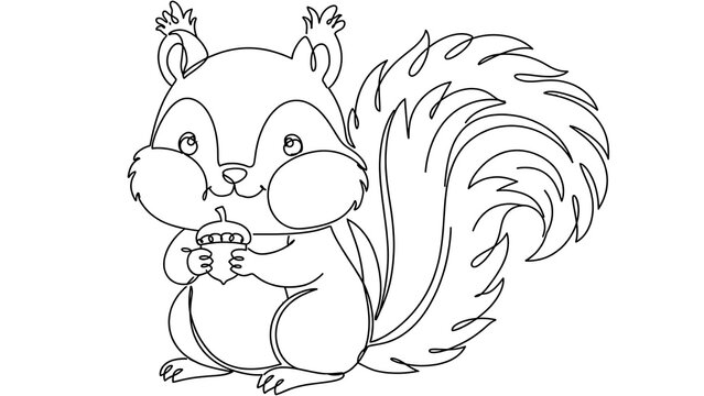 cute squirrel holding acorn white background.