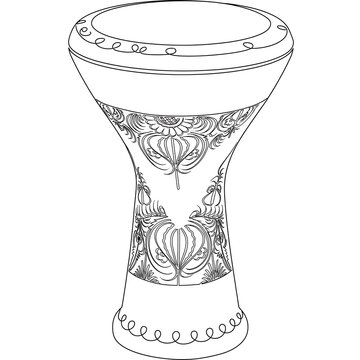Decorative African drum white background.