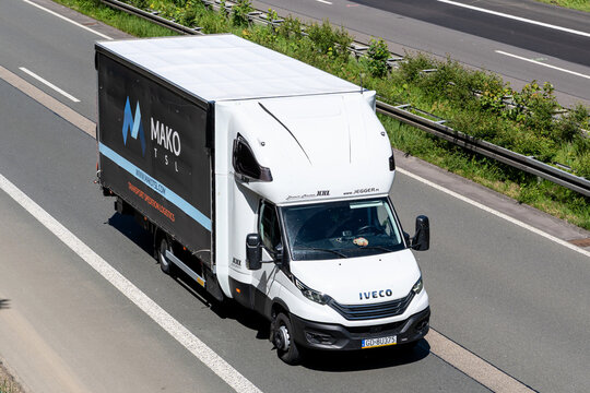 Wiehl, Germany - May 26, 2026: MAKO TSL Iveco Daily van on motorway