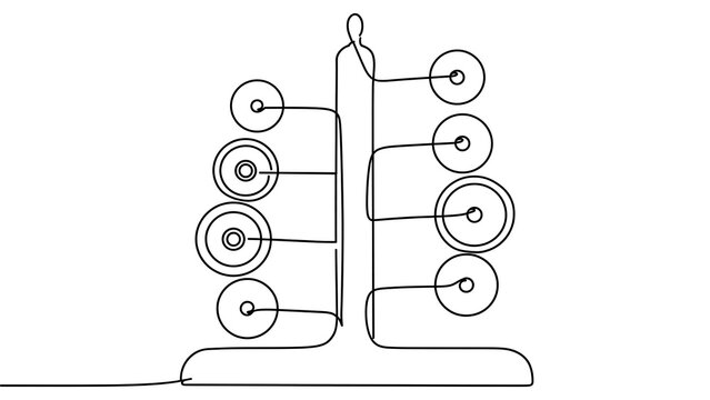 Dumbbell rack with weights on white background.