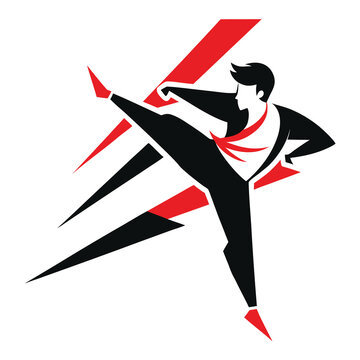 Dynamic businessman kicking forward with lightning speed vector illustration for business success agility and motivation