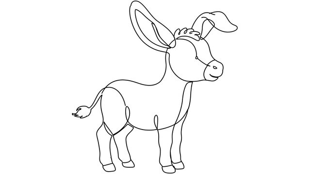 Donkey standing white background.