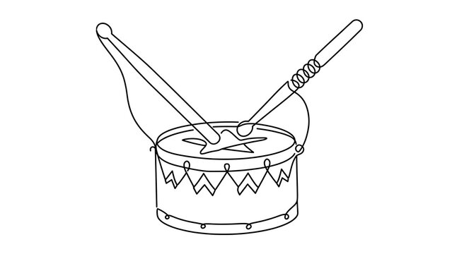 Drum with drumsticks on white background.