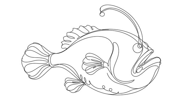 Fish white background line drawing illustration.