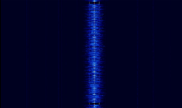 Digital waterfall spectrogram display showing radio frequency spectrum signal modulation