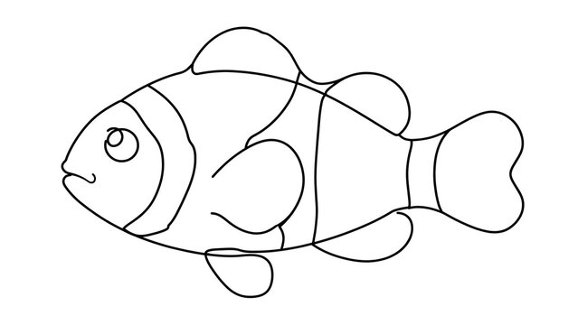 Fish white background simple line drawing.