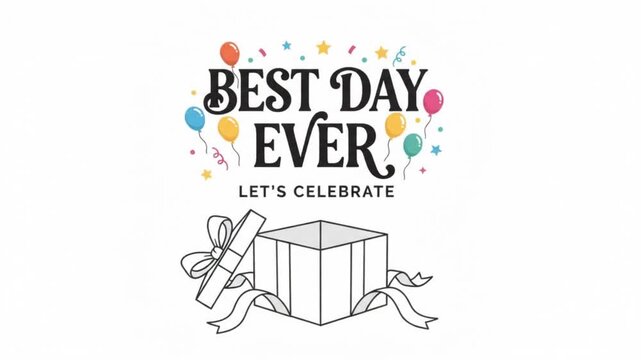 Animated gift box with ribbon opening to reveal a heart icon on white background