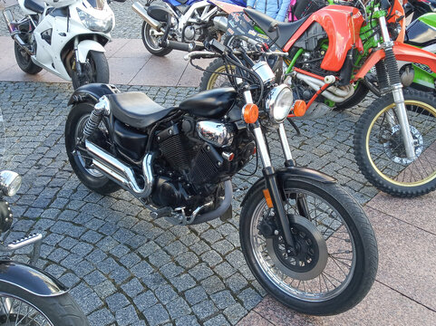 Grodno, Republic of Belarus. - September 09, 2018: Yamaha Virago cruiser motorcycle model.