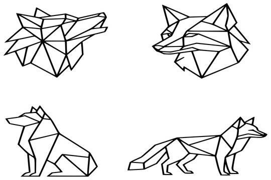 vector, symbol, icon, illustration, design, fox, origami, map, line, paper, outline, 3d, concept, shape, black, sign, pattern, business, geometric, stylized, art, wolf, low poly, polygonal, abstract, 