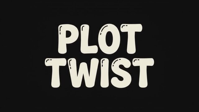 Plot twist typography design with bold retro bubble letters on black background